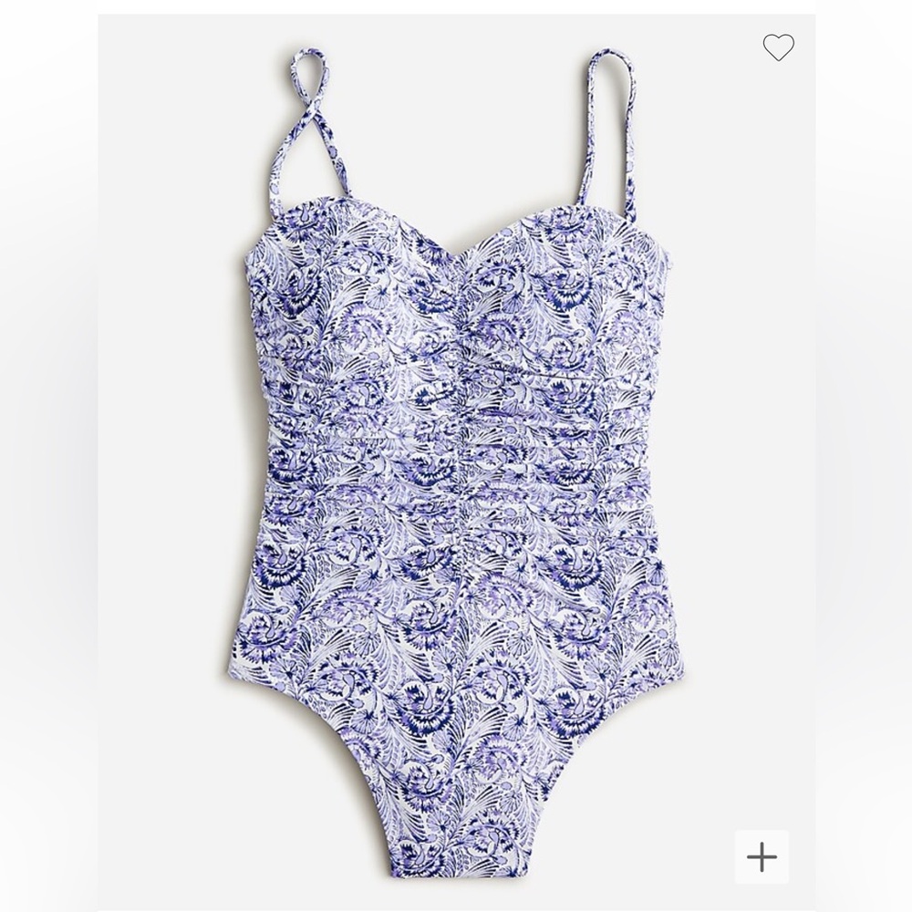 J Crew Ruched Sweetheart one-piece in dandelion swirl, size 10, NWT